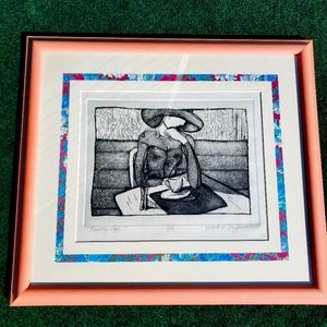 Gloria N Vialpando Artist Signed Ltd Edition Print "Evening Cafe" 9/15, 1990